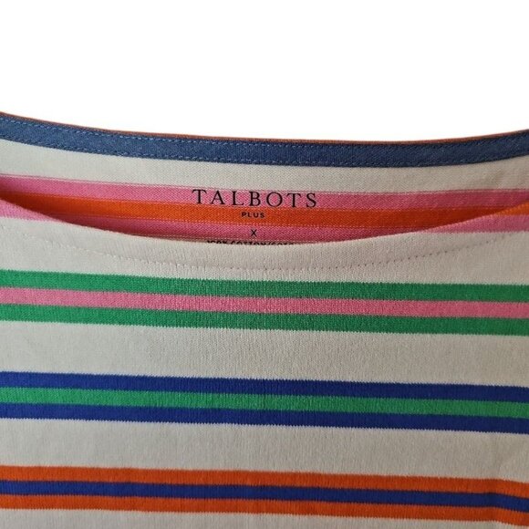 Talbots Tee Shirt Long Sleeve Tulip Stripe Plus Size X XL 100% Cotton - Picture 6 of 12
